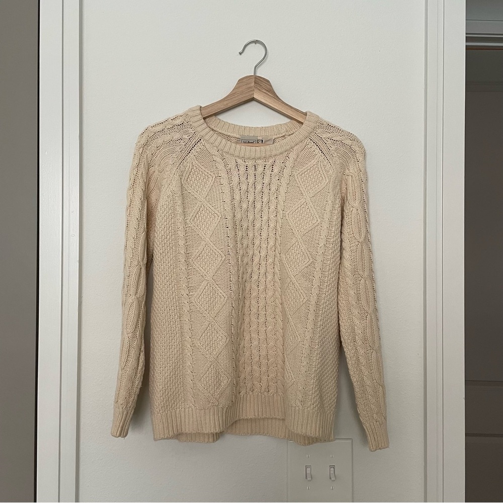 LL BEAN • kids fisherman knitted cotton blend sweater